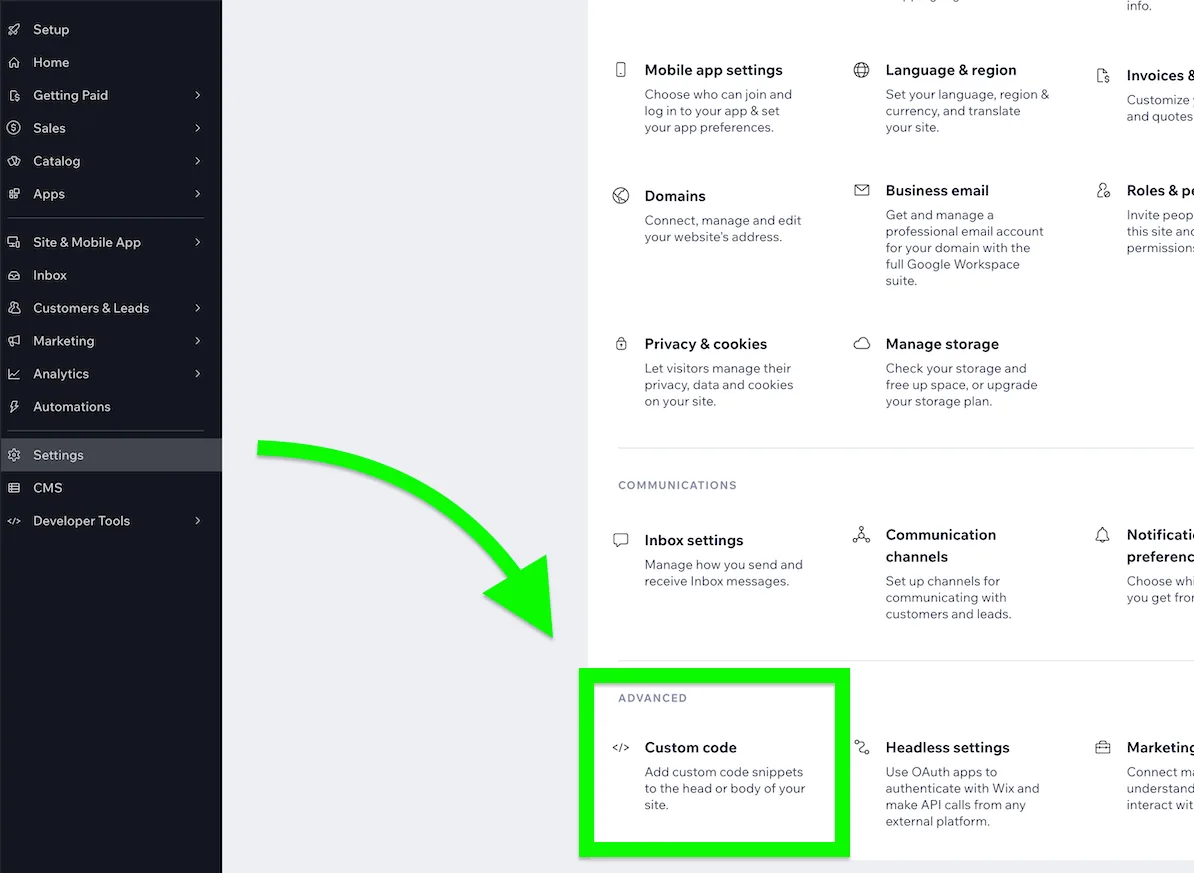 Open Your Wix Dashboard